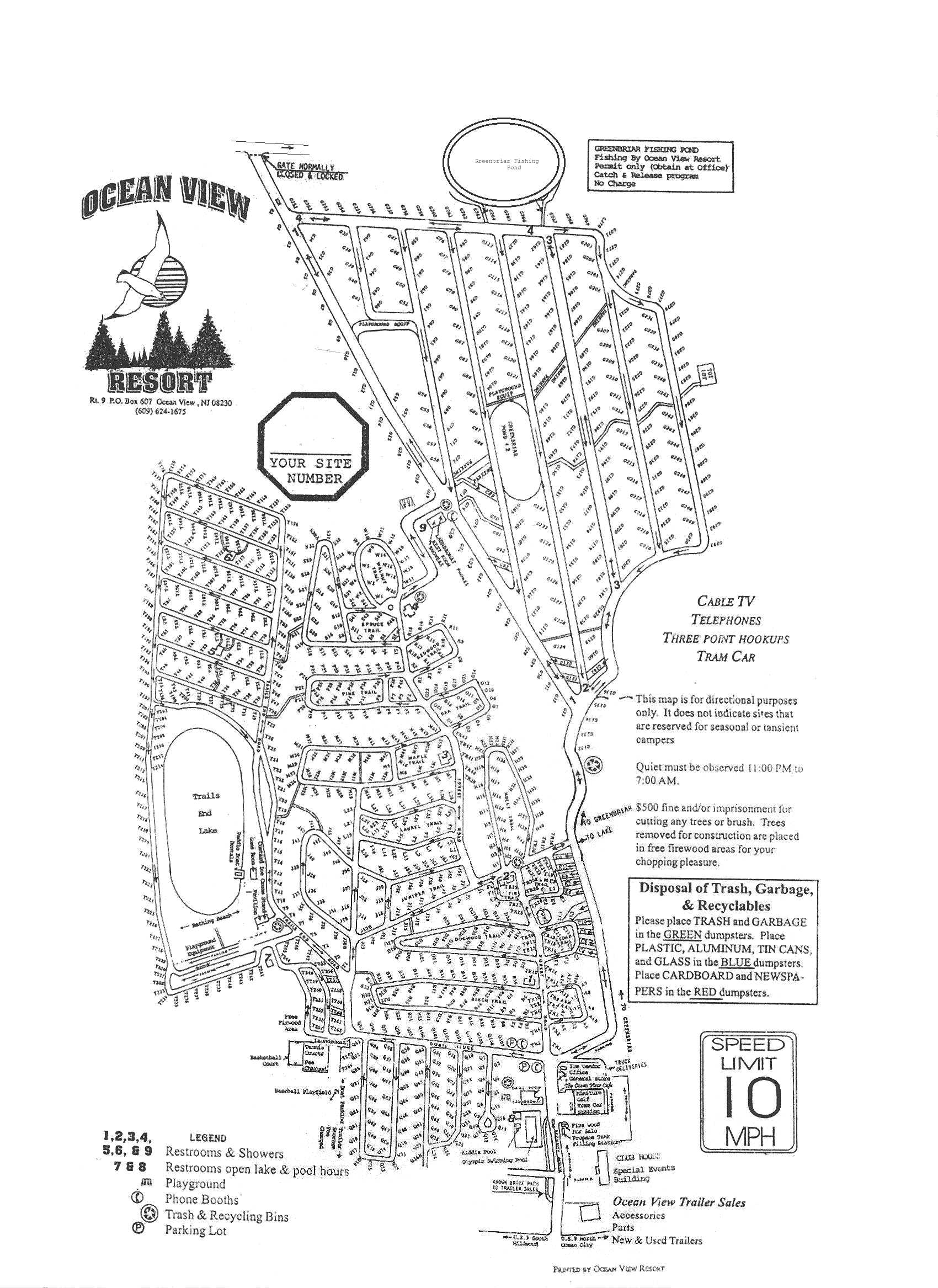 Map of Ocean View Campground.